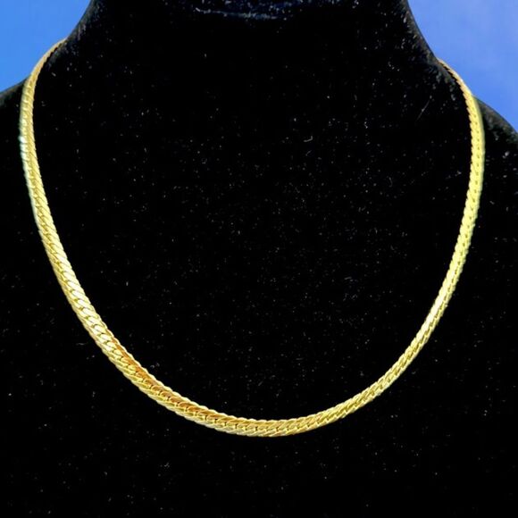 750 HERRINGBONE GOLD CHAIN MADE IN ITALY 18” LENGTH - Picture 1 of 5